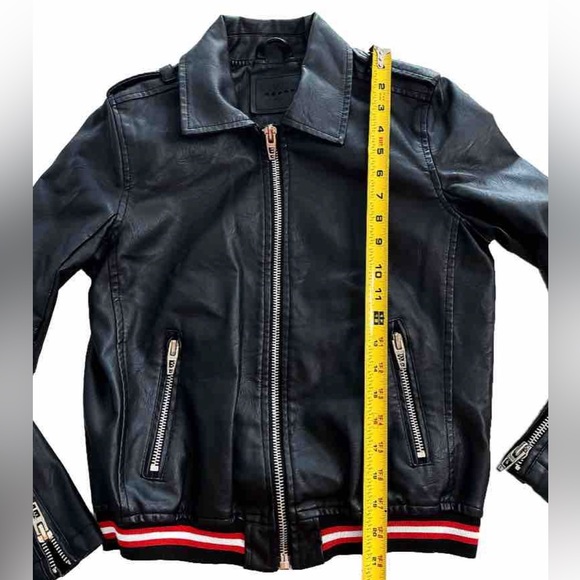 Blank NYC Jacket Vegan Black Leather Varsity Stripe Moto Motorcycle Women’s XS - Picture 7 of 8